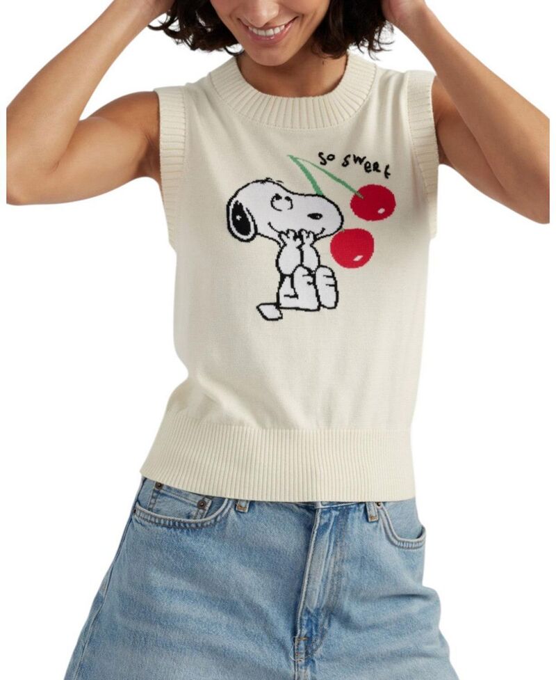 チンティアンドパーカー レディース トップス 貯蔵タンクとっ始め 綿織物 Chinti \u0026 Parker Women\u0027s Cotton Snoopy Cherry Tank Cream 皮膚軟化剤