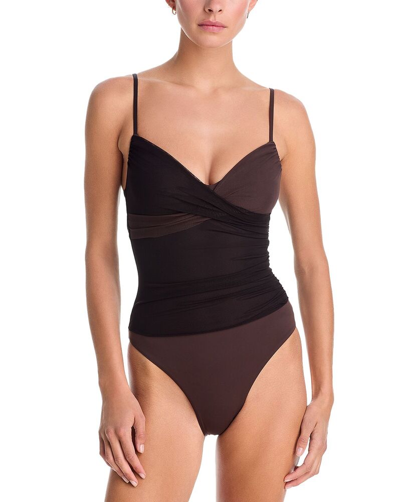 スタウド レディース 海水着 上下書き割り STAUD La Mer One Piece Swimsuit Espresso/Black 黒いこと