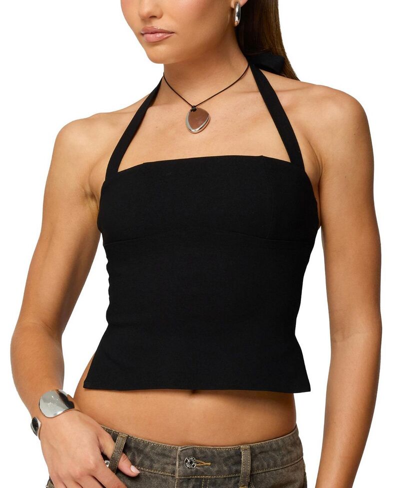 アディクテッド レディース トップス シャツ ホルター Ediktedara Halter Top Black ブラック｜ReVida 店