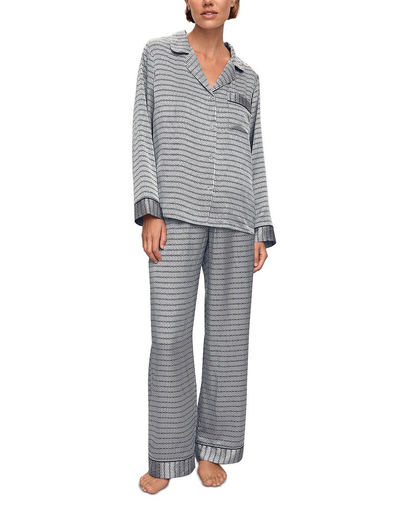 エバージェイ レディース アウター パーカー・スウェット 刷り上げる 地絹 Eberjey Inez Printed Washable Silk Long Pajama Set Stained Glass Lunarock/Navy 米国海軍