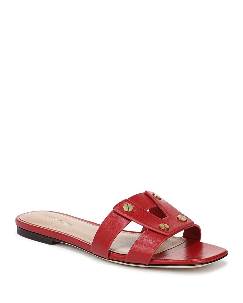 ヴェロニカ ベアード レディース シューズ サンダル なめし革 Veronica Beard Women\u0027s Via Leather Slide Sandals Poppy Red 赤いこと
