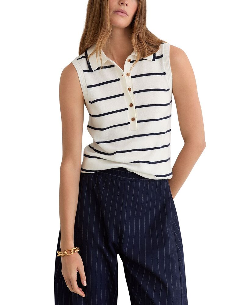 レイス レディース トップス スポーツシャツ REISSara Polo Top Ivory/Navy 象牙色