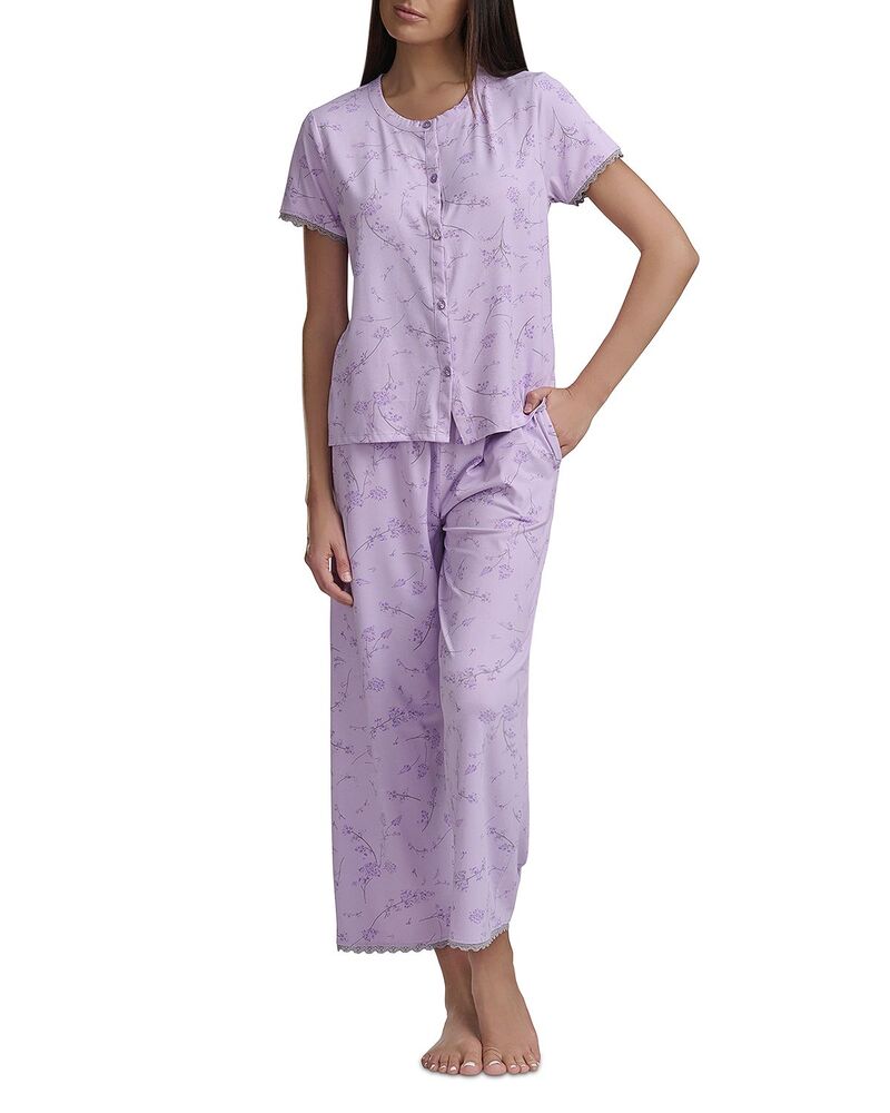 スプレンディット レディース アンダー御召しもの ナイト爵御召しもの クロップド Splendid Short Sleeve Cropped Pajama Set Lavender Bloom ラベンダー
