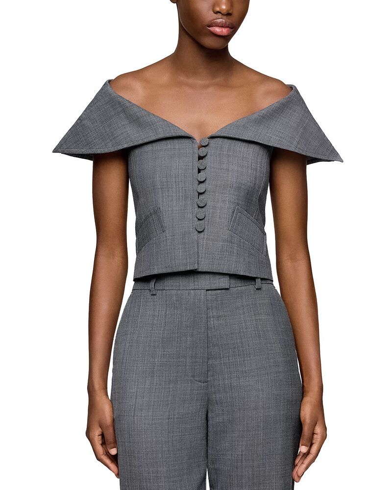 ガニー レディース アウター より良い GANNI Off-the-Shoulder Vestophantom