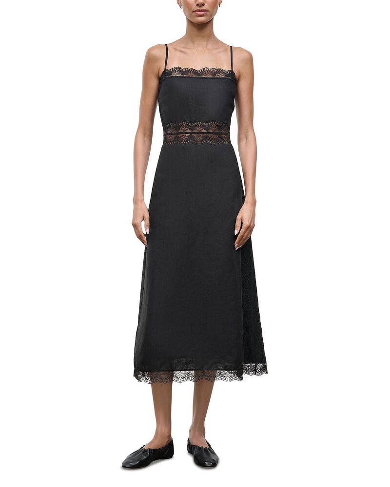 スタウド レディース トップス 衣装 リネン STAUD Amalina Linen Dress Black 黒いこと