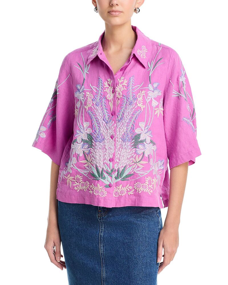 ジョニーワズ レディース トップス プルオーバー リネン Johnny Was Linen Kimono Sleeve Shirt Spring Crocus