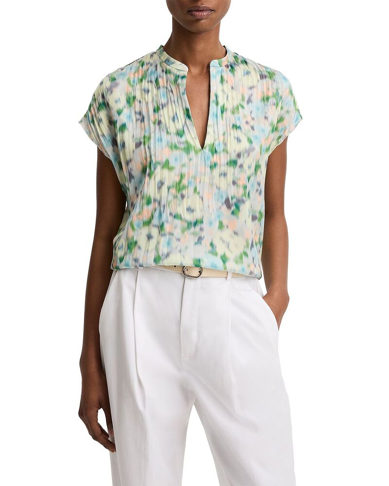 ヴィンス レディース トップス プルオーバー 鳥打ち帽 トップ Vince Painted Garden Cap Sleeve Blouse Herb Petal トップス-レディースファッション-シャツ・ブラウス