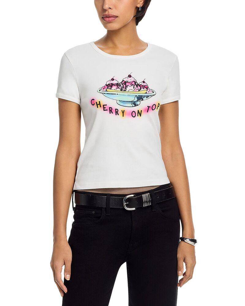マザー レディース トップス Tシャツ コットン MOTHER The Itty Bitty Cotton Ringer Tee Cherry On｜ReVida 店