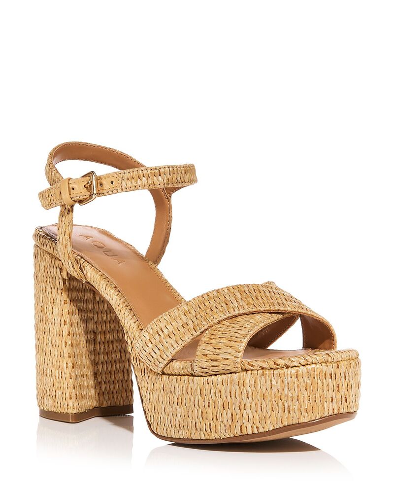 アクア レディース シューズ サンダル プラットフォーム AQUA Women's Grace Platform Sandals - Exclusive Raffia｜ReVida 店