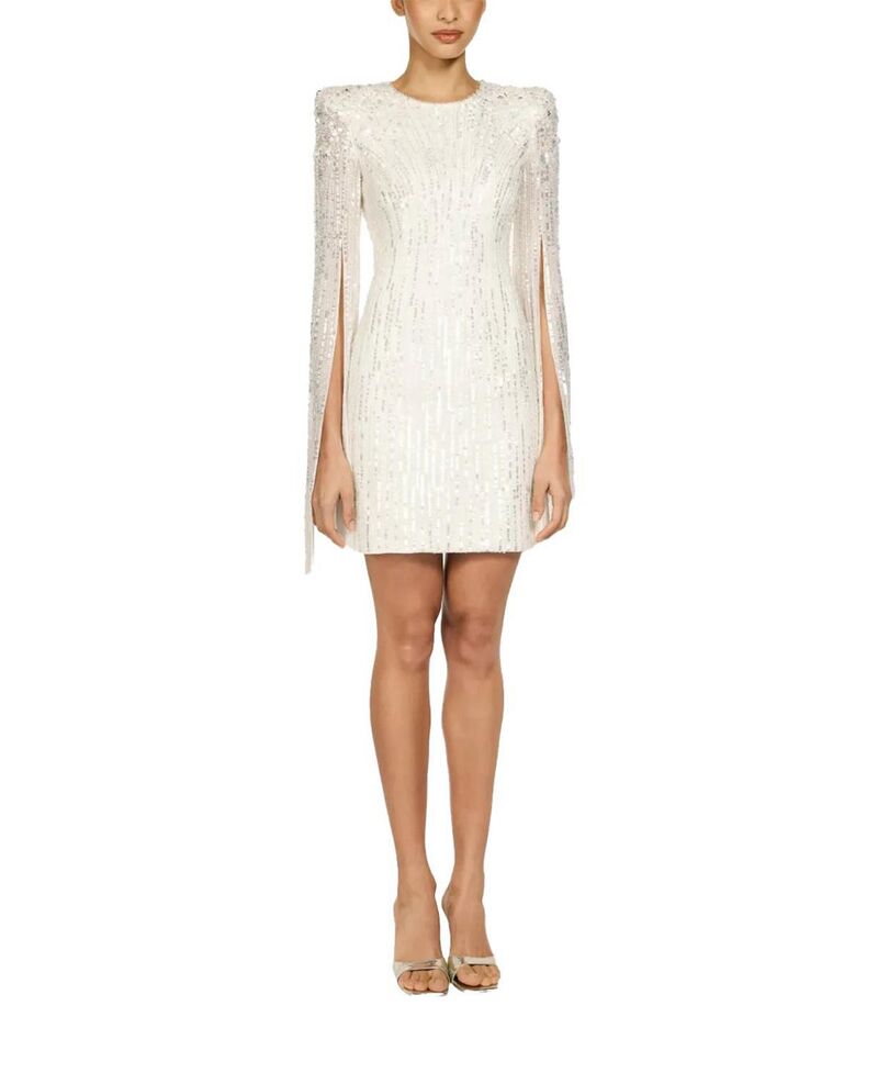 ジェニー・パッカム レディース トップス ワンピース Jenny Packham Sweet Magic Embellished Sleeve Dress Ivory アイボリー|ReVida 店