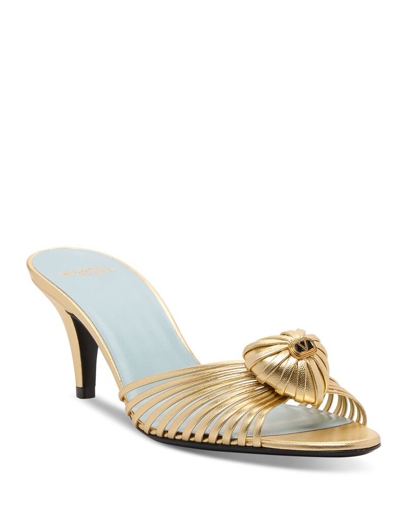 ヴァレンティノ レディース シューズ サンダル なめし革 ロゴタイプ Valentino Garavani Women\u0027s Vlogo Royaleather Sandals Pecan/Antique Brass
