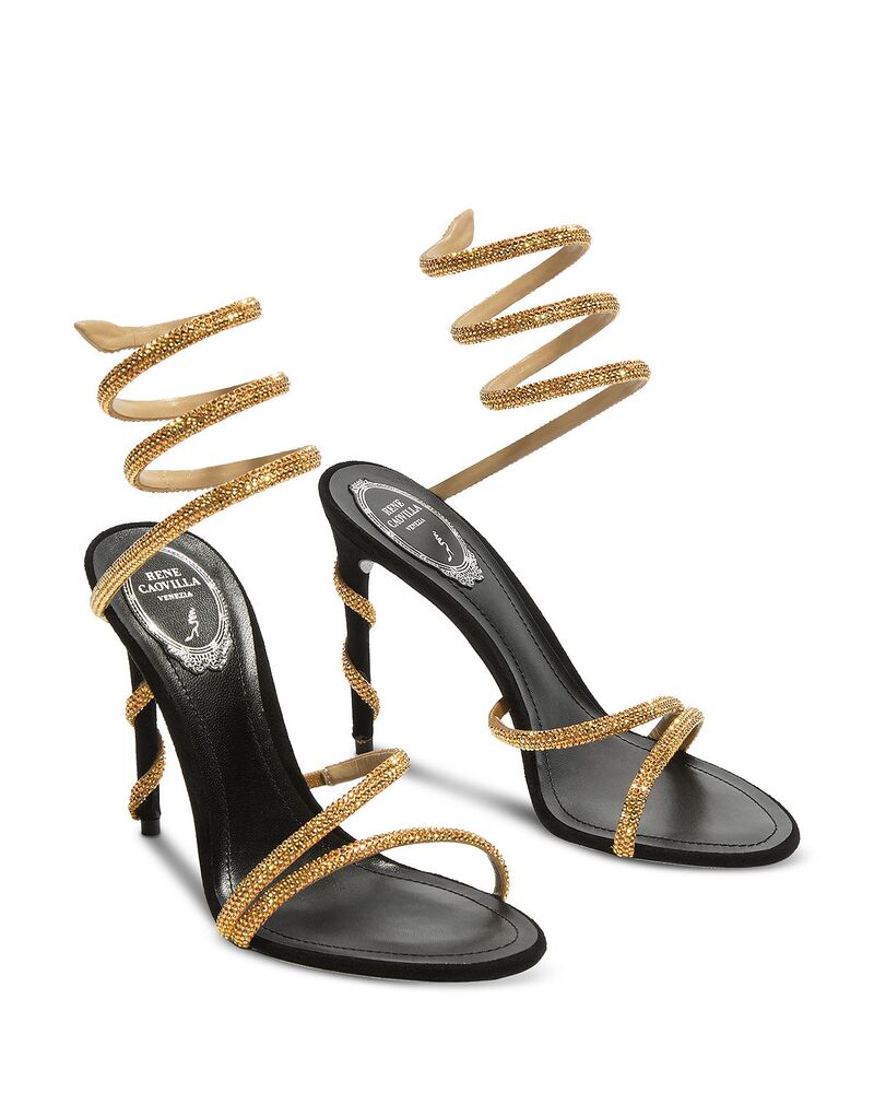 レネ・カオヴィラ レディース シューズ サンダル アンクル Rene Caovilla Women\u0027s Ankle Strap Sandals Gold Satin ゴールド