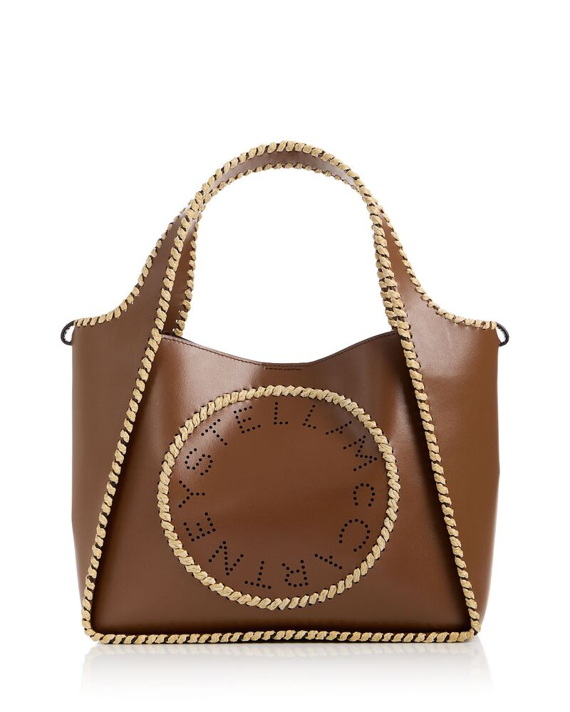 ステラマッカートニー レディース 御徒面子 ロゴタイプ Stella McCartney Logo Raffia Trim Crossbody Tote Tan タン