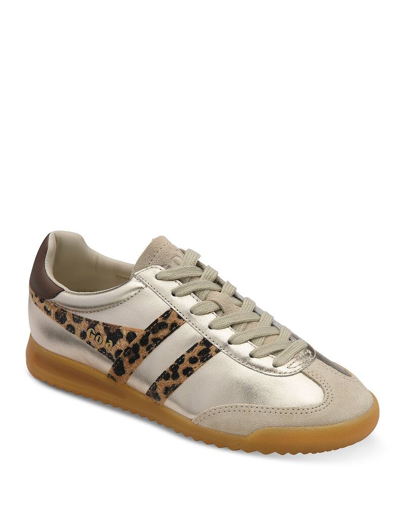 ゴラ レディース シューズ スニーカー Gola Women's Torpedo Glimmer Safari Low Top Sneakers Gold/Leopard/Dark Brown ブラウン｜ReVida 店