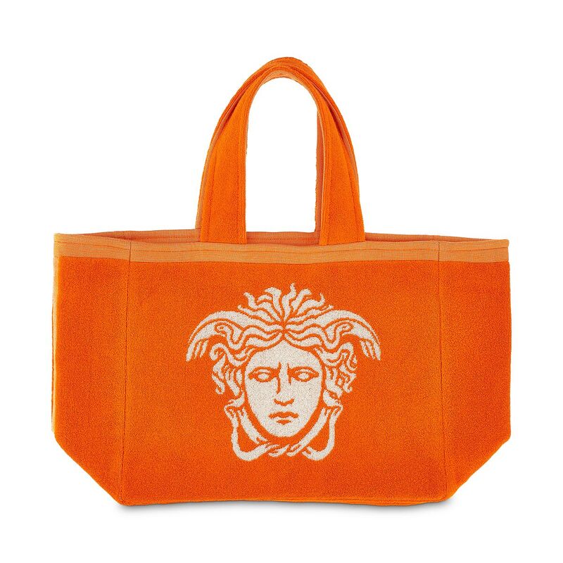ヴェルサーチ レディース バッグ パイル Versace Terry Medusa Jacquard Tote Bag Orange/White ホワイト
