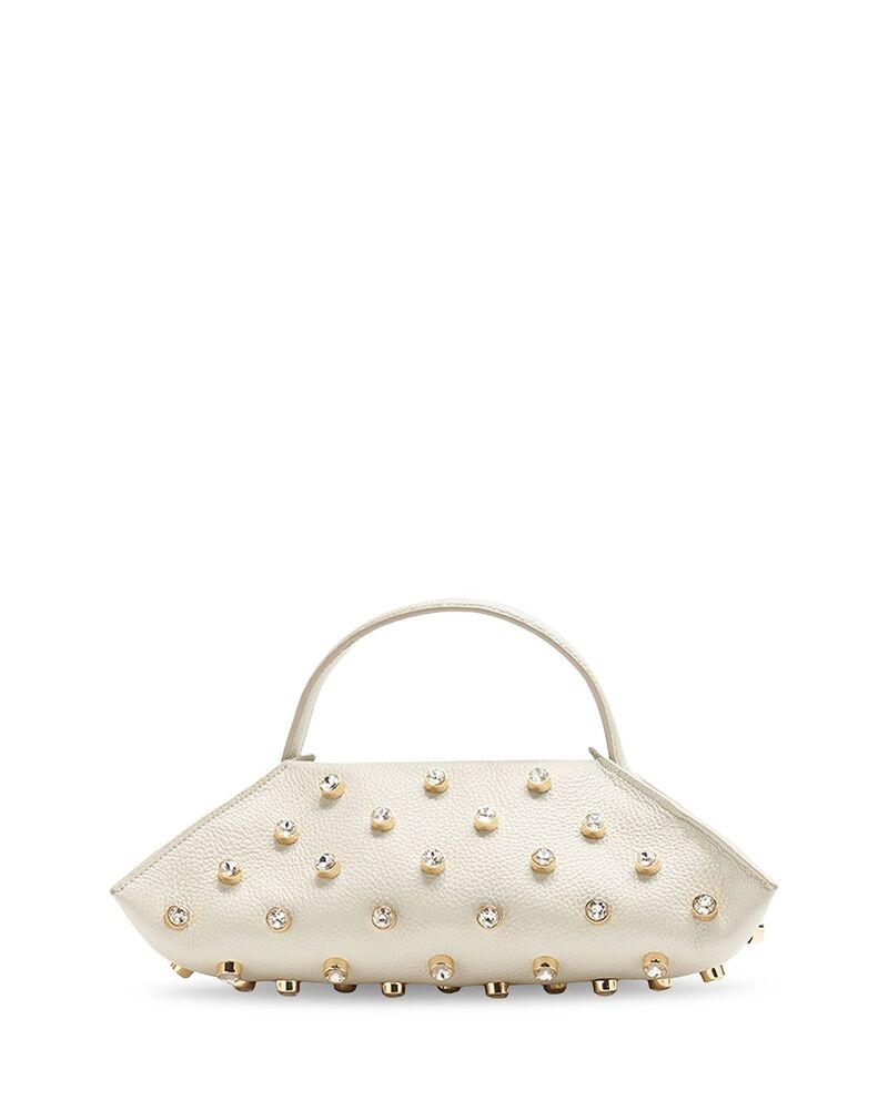 アルチュザラ レディース 御徒面子 ミニ なめし革 Altuzarra Mini Crystal Embellished Leather Handbag Ivory/Crystal 象牙色