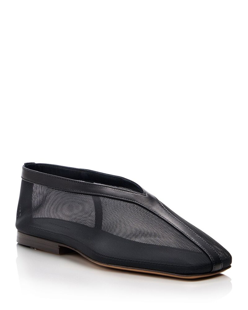 マンサーガブリエル レディース シューズ パンプス Mansur Gavriel Women\u0027s Contorno Square V Flats Black 黒いこと