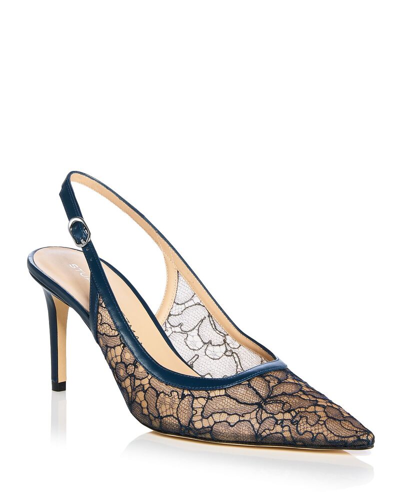 スチュアート ワイツマン レディース シューズ パンプス Stuart Weitzman Women\u0027stuart Power 75 Slingback Pumps Deep Sea Blue/Beige 青碧