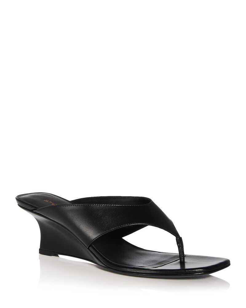 スチュアート ワイツマン レディース シューズ サンダル Stuart Weitzman Women's Vinnie 50 Thong Wedge Sandals Black ブラック｜ReVida 店