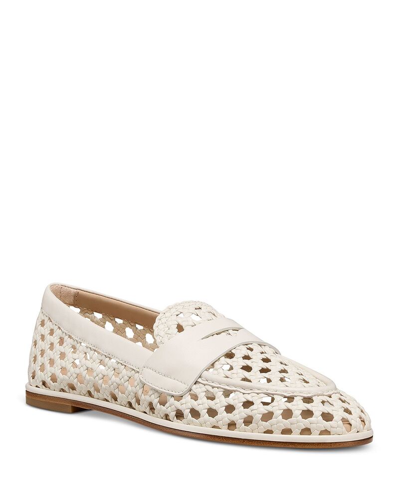 スチュアート ワイツマン レディース シューズ スリッポン・ローファー Stuart Weitzman Women\u0027spencer Woven Loafers Cream 皮膚軟化剤