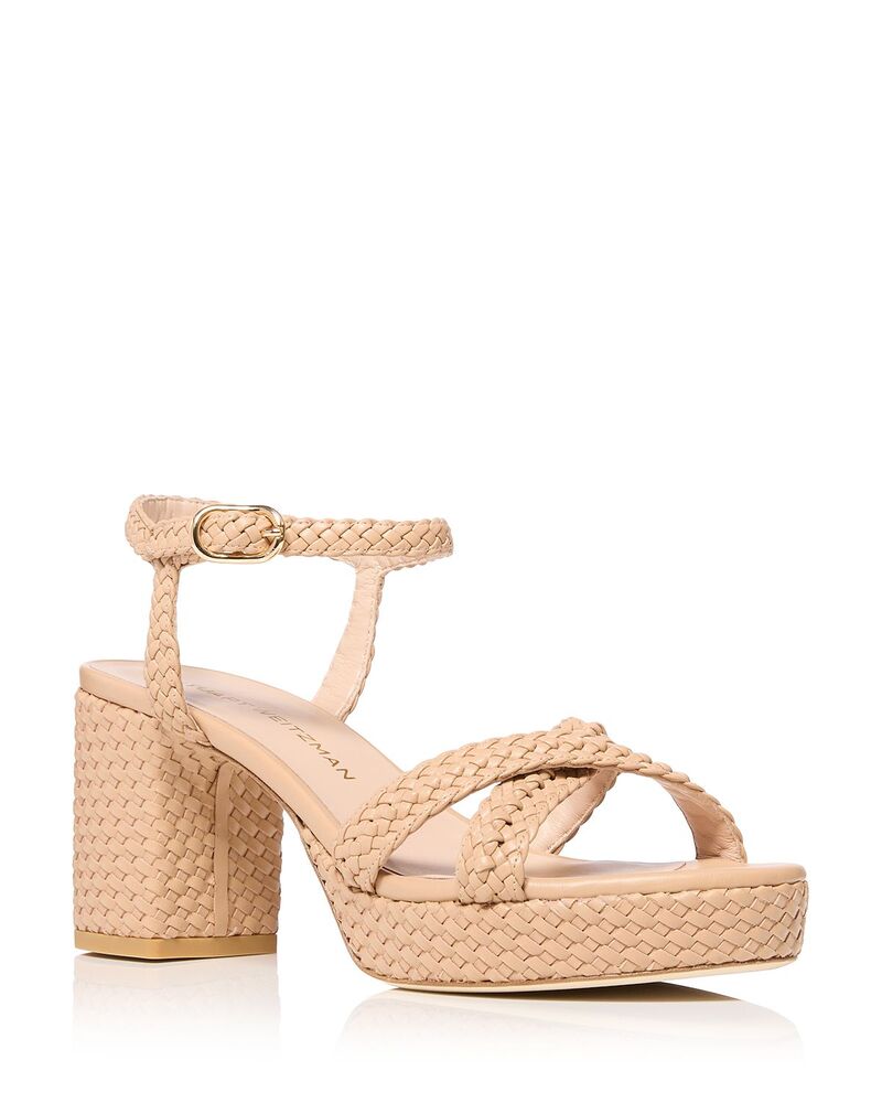 スチュアート ワイツマン レディース シューズ サンダル プラットフォーム Stuart Weitzman Women's Dayna Woven 80 Platform Sandals Adobe｜ReVida 店