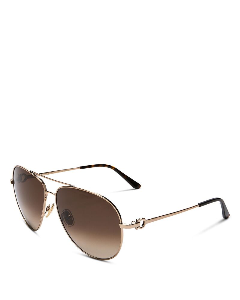 フェラガモ レディース 付属物 サングラス・アイウェア FERRAGAMO Timeless Collection Brow Bar Aviator Sunglasses 61粍 Gold ゴールド