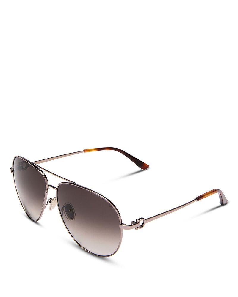 フェラガモ レディース 付属物 サングラス・アイウェア FERRAGAMO Timeless Collection Brow Bar Aviator Sunglasses 61粍 Shiny Dark