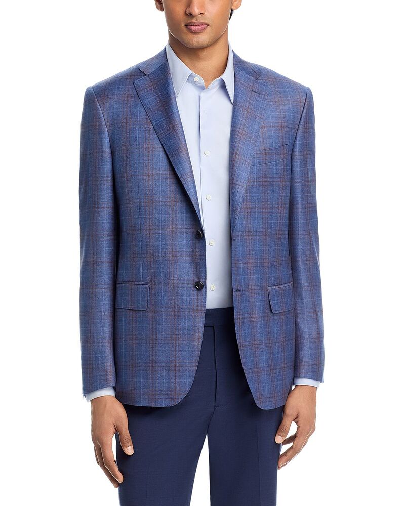 カナーリ メンズ アウター 厚地の外套 レギュラー填まる Canali Siena Plaid Regular Fit Sport Coat Light Blue/ Pink 青色