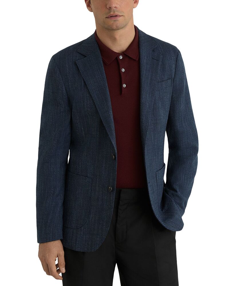 レイス メンズ アウター ジャケット・ブルゾン ブレザー REISS Manci Tailored Fit Herringbone Blazer Navy ネイビー