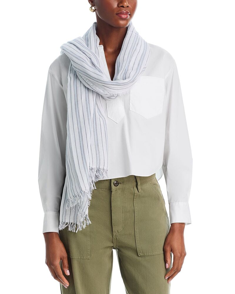 ヴィンス レディース アクセサリー マフラー・ストール・スカーフ コットン Vince Tri Stripe Cotton Scarf MARINE DELMAR ストライプ｜ReVida 店
