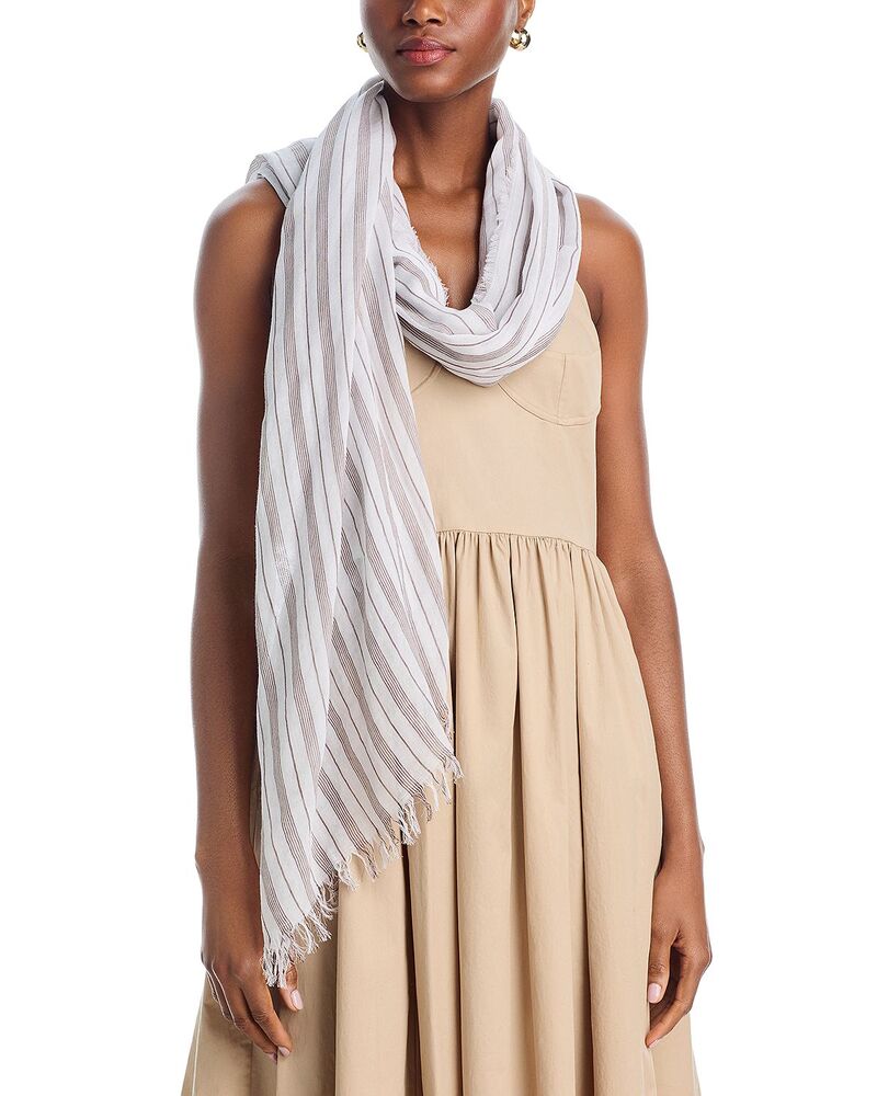 ヴィンス レディース アクセサリー マフラー・ストール・スカーフ コットン Vince Tri Stripe Cotton Scarf UMBER BARK ストライプ｜ReVida 店