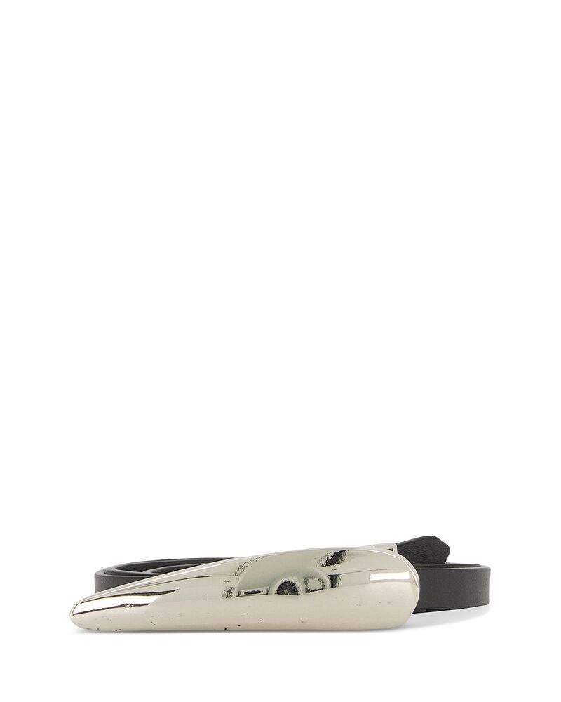 ヴィンス レディース アクセサリー ベルト レザー Vince Women'sculptural Plaque Slim Leather Belt Black ブラック｜ReVida 店