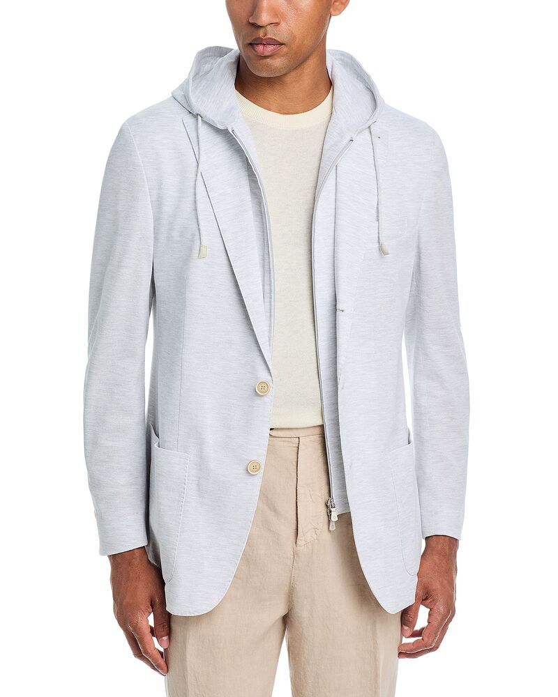 イレブンティ メンズ アウター 上衣・上衣 綿織物 プルオーバー リネン パーカー Eleventy Cotton Linen Jersey Jacket With Removable Hoodie Light Grey 薄墨色