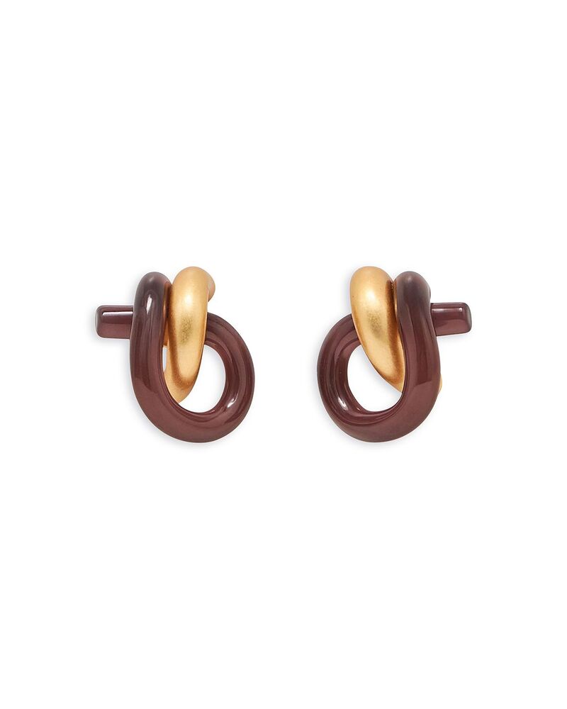 レイス レディース アクセサリー ピアス・イヤリング REISS Pixie Sculptural Knot Stud Earrings Gold/Burgundy バーガンディ｜ReVida 店