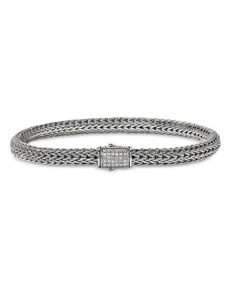 ジョン・ハーディー レディース アクセサリー ブレスレット・バングル・アンクレット JOHN HARDY Sterling Silver Icon Diamond Woven Bracelet 5mm Silver シルバー｜ReVida 店 197,900円