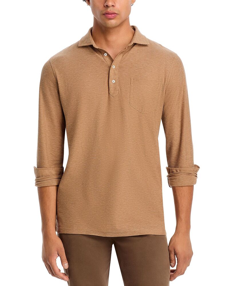 ピーター・銀鏡 メンズ トップス スポーツシャツ 綿織物 Peter Millaramble Cotton \u0026 Cashmere Long Sleeve Polo Shirt Rye
