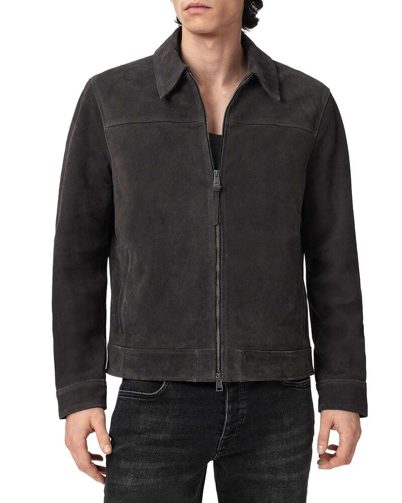 オールセインツ メンズ アウター 上衣・上衣 スエードクロス ALLSAINTS Rhone Suede Jacket Anthracite Grey 薄墨色 コート・ジャケット-メンズファッション