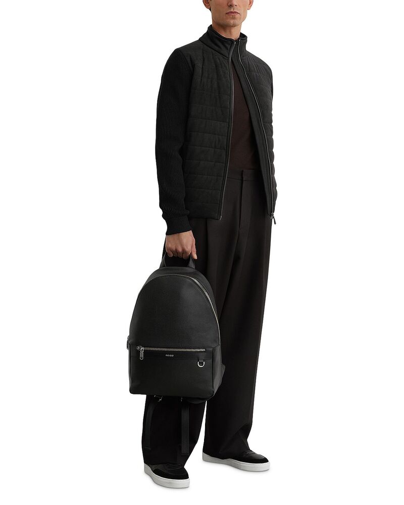レイス メンズ アウター ジャケット・ブルゾン フルジップ REISS Bram Zip Through Funnel Jacket Black ブラック｜ReVida 店