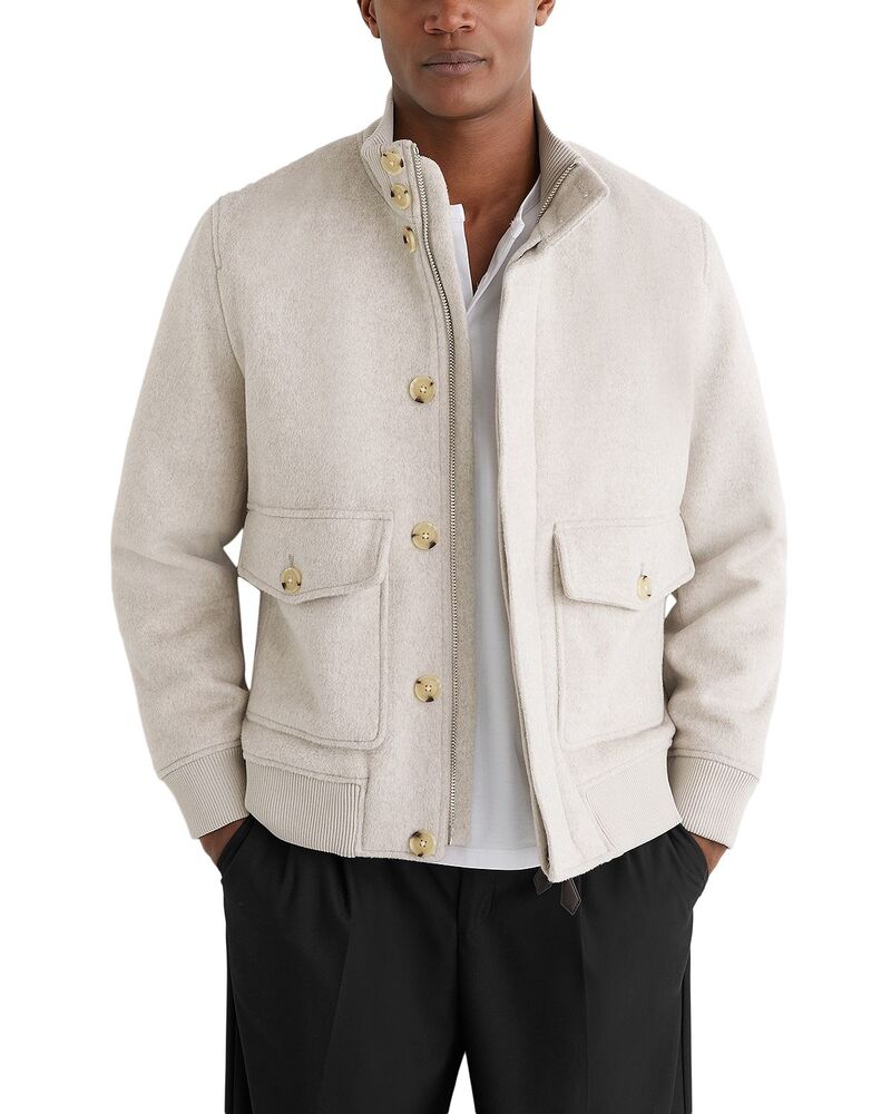 レイス メンズ アウター 上衣・上衣 毛糸 REISS Hadley Bomber Wool Blend Jacket Oatmeal オートミール