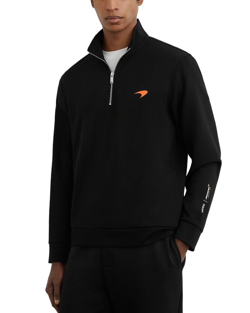 レイス メンズ アウター パーカー・スウェット レギュラーフィット ハーフジップ シャツ ロゴ REISS McLaren Regular Fit Half Zip Logo Sweatshirt Black ブラック