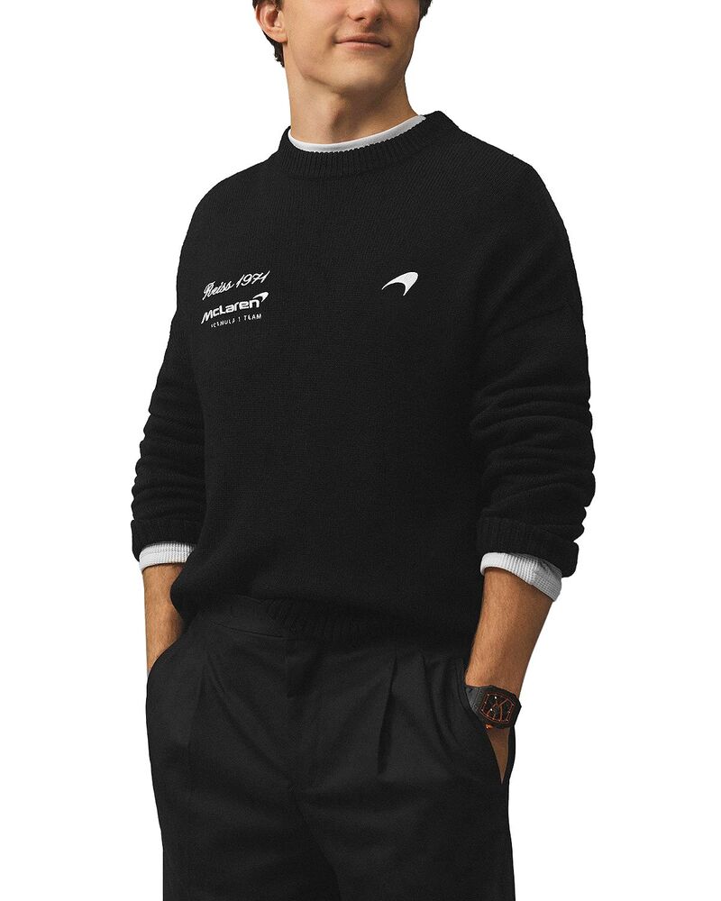 レイス メンズ アウター パーカー・スウェット 労働者の一団のど首 プルオーバー ロゴタイプ REISS Motorsport Logo Crewneck Sweatshirt Black 黒いこと メンズファッション-トップス-パーカー