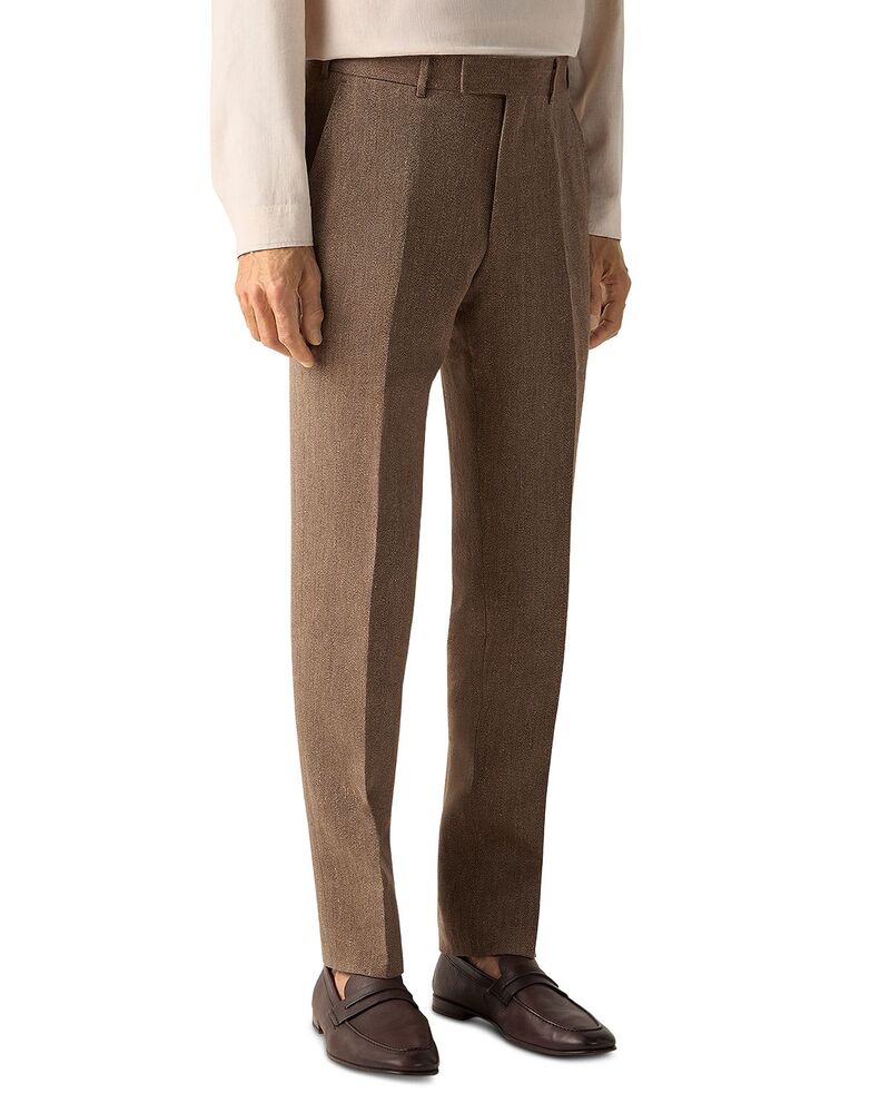 ゼニア メンズ ボトムス 心地よいズボン下 か細い相応う ZEGNA Slim Fit Oasi Lino Pants Dark Taupe トープ