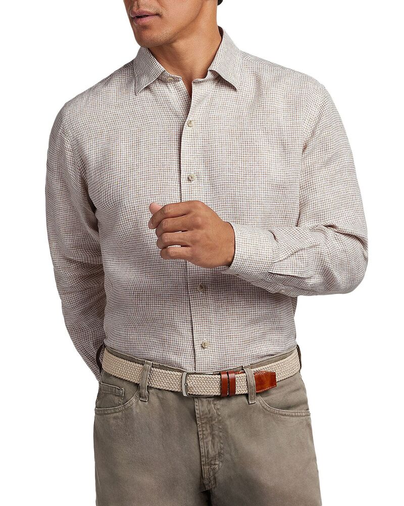 デイビッドドナヒュー メンズ トップス シャツ リネン Davidonahue Linen Check Shirt White/ Dune ホワイト|ReVida 店