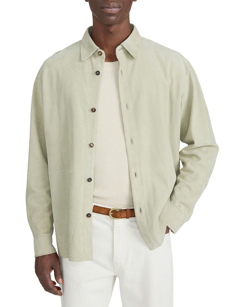 一こま メンズ アウター 上衣・上衣 スエードクロス FRAME Suede Jacket Moss Green 緑であること