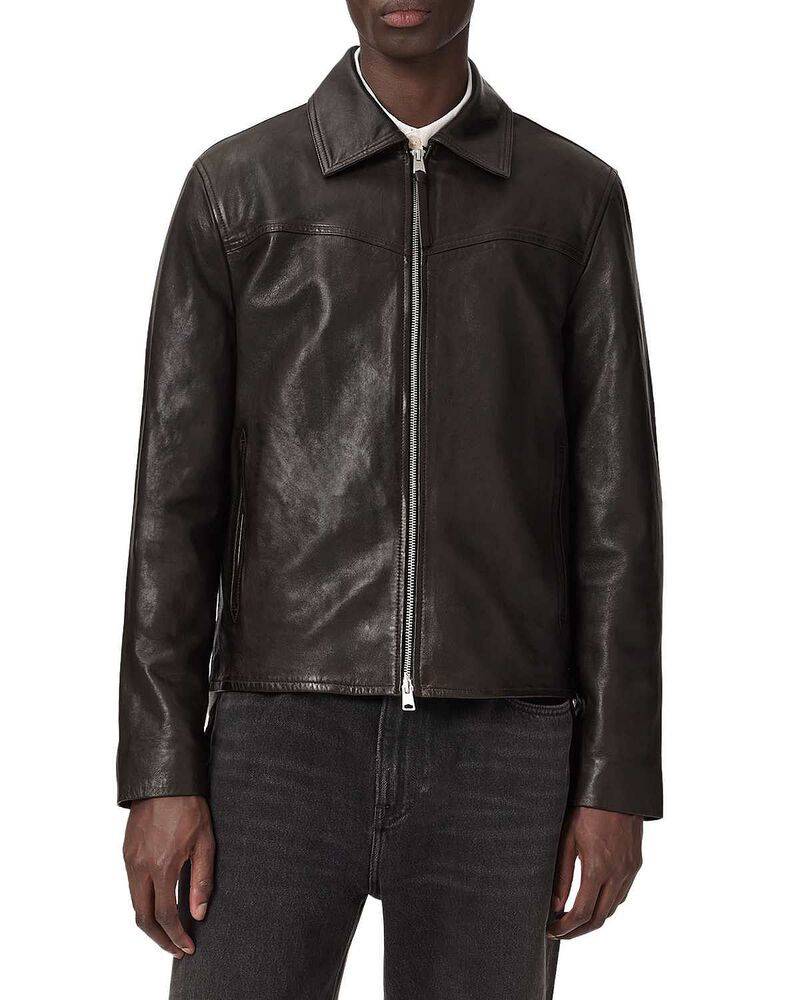 オールセインツ メンズ アウター ジャケット・ブルゾン レギュラーフィット レザー ALLSAINTS Tune Regular Fit Leather Jacketrail Brown ブラウン