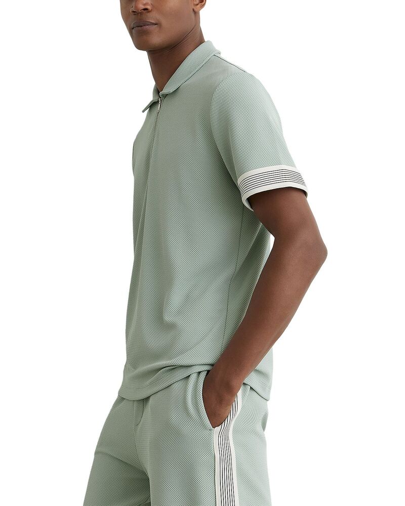レイス メンズ トップス スポーツシャツ ハーフジップ REISS Bruno Half Zipolo Shirt Mint Green 緑であること