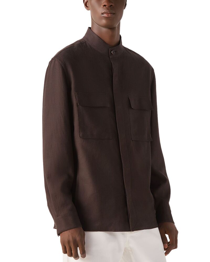 ゼニア メンズ トップス プルオーバー ZEGNA Oasi Linovershirt Dark Brown 赤銅色
