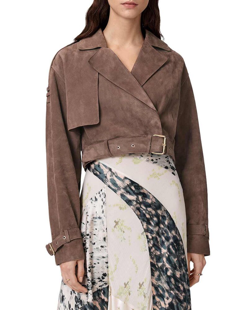 オールセインツ レディース アウター 上衣・上衣 スエードクロス ALLSAINTS Ophelia Suede Crop Jacket Mole Brown 赤銅色