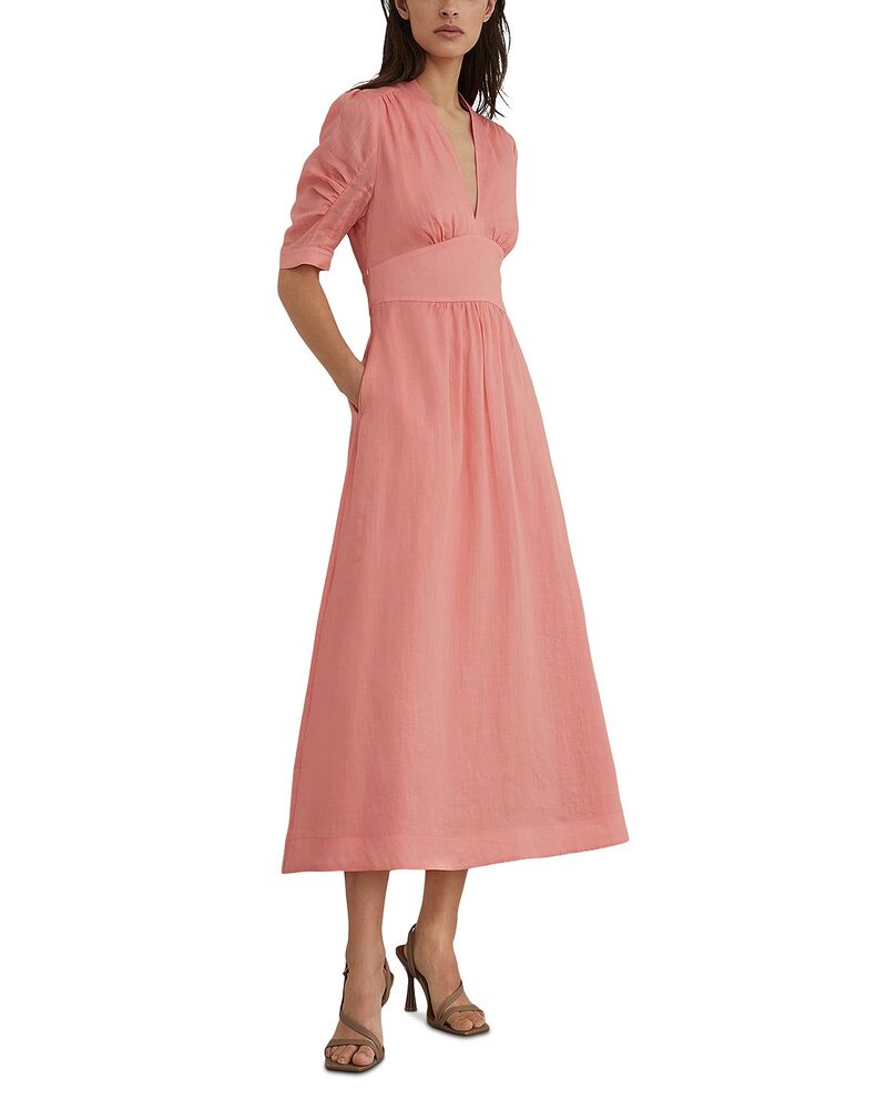 レイス レディース トップス ワンピース ミディ REISS Poppy Midi Dress Pink ピンク｜ReVida 店