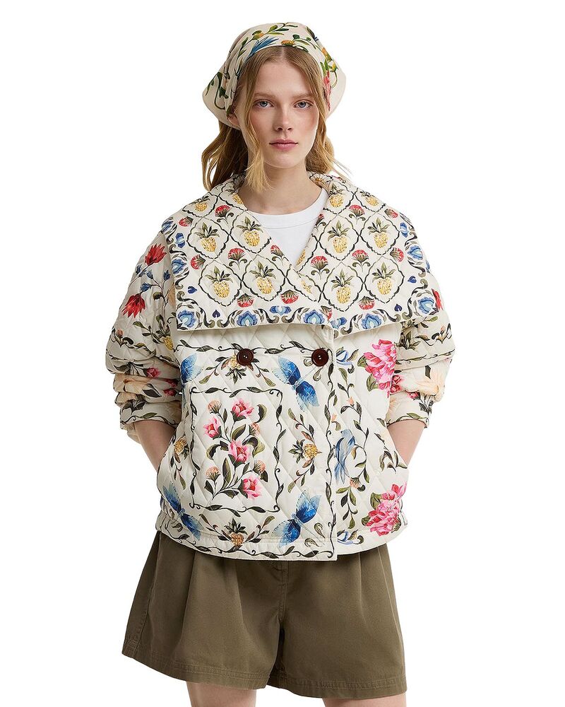 バブアー レディース アウター 上衣・上衣 キルティング Barbour x Farm Rio Azelia Quilted Jacket Cream Spring Petal\\Flower Cream 皮膚軟化剤